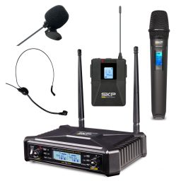 SISTEMA INALAMBRICO DOBLE DE MANO Y CINTILLO/SOLAPA UHF-700 PRO SKP