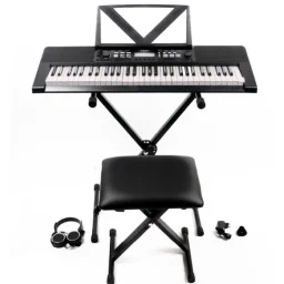 KIT TECLADO 61 TECLAS DEK620 EC6723 DONNER C/BANQUETA + AUDIFONOS + ATRIL
